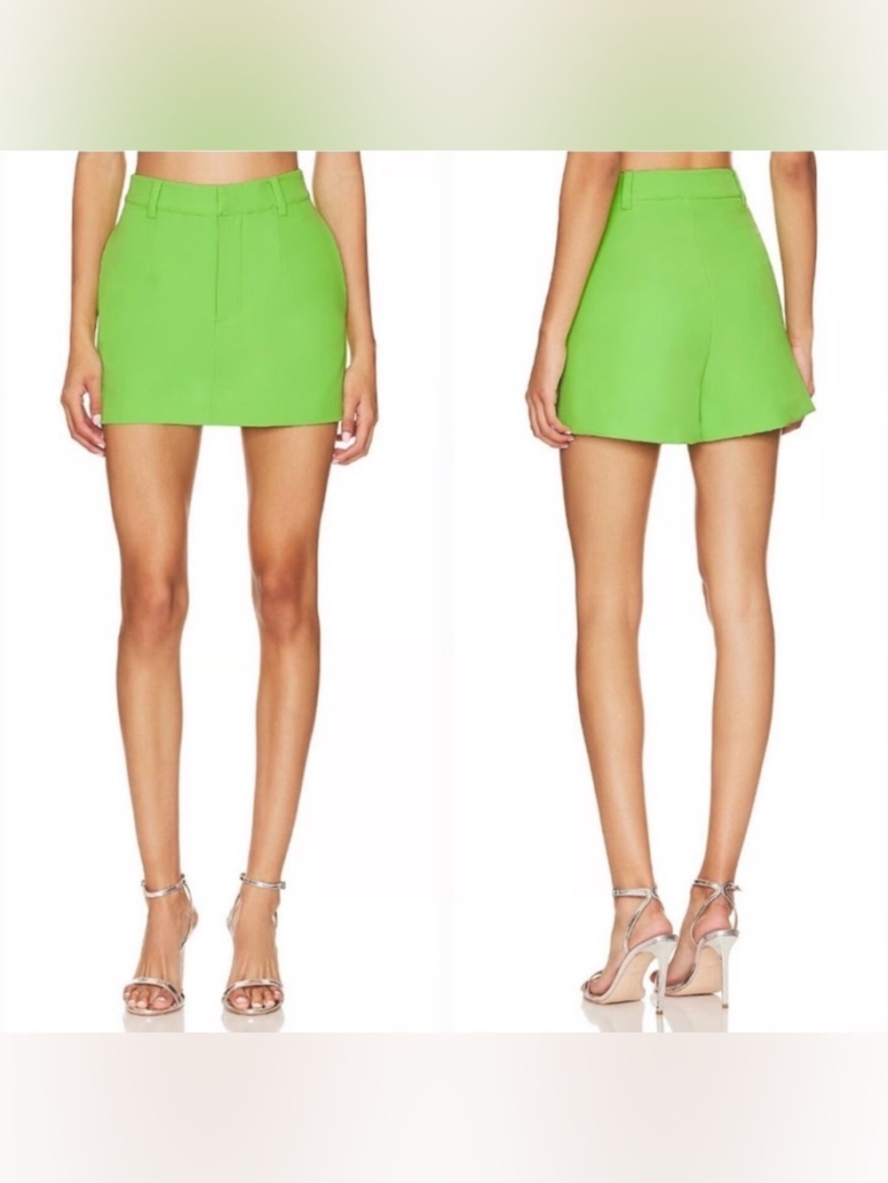 Camila Coelho Neon Green Tailored Elias Skort with Pockets. Size Medium